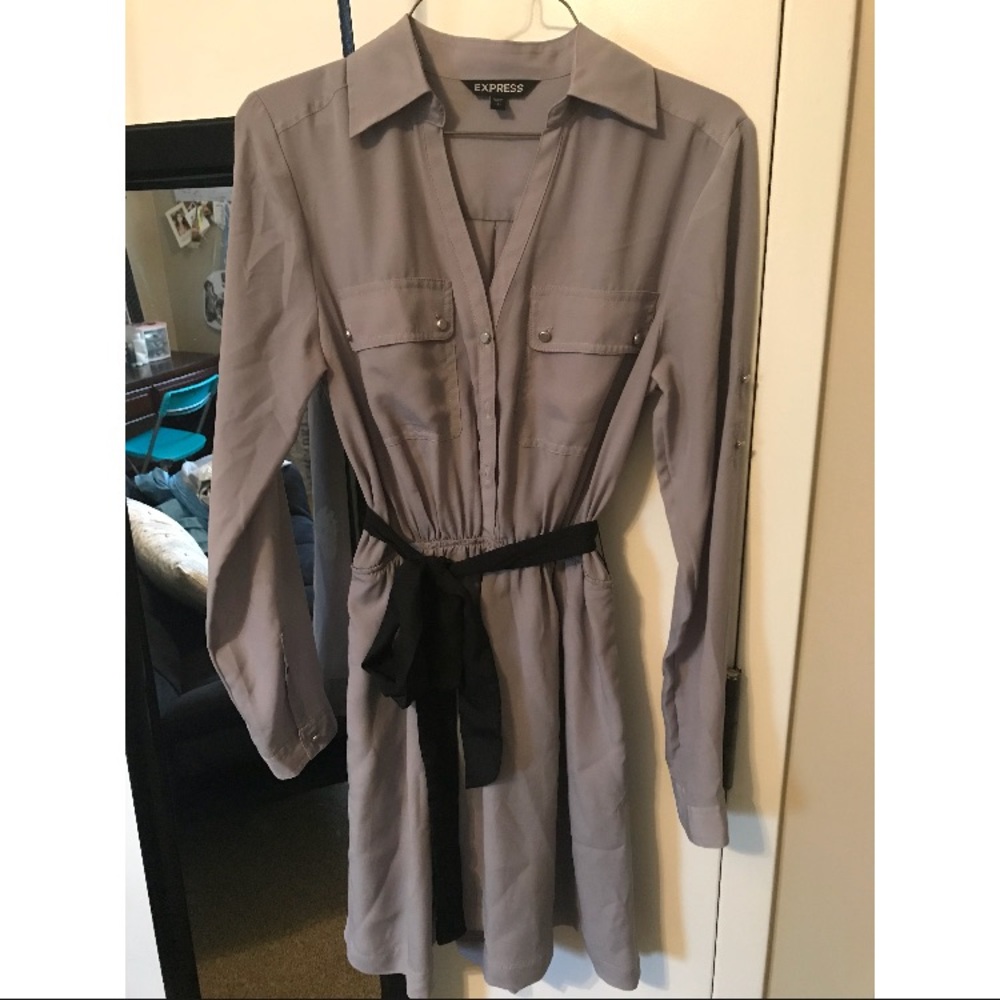 Express grey collared dress